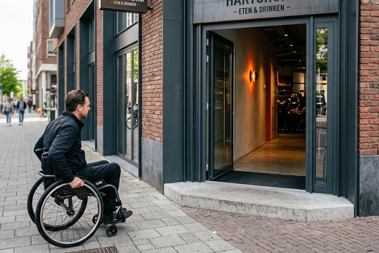 Rolstoelvriendelijk horeca met toegankelijke doorgang voor bezoekers